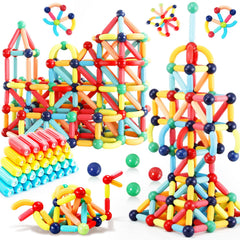 STEMTiles 64pcs magnetic blocks shown for 2D to 3D geometry exploration.