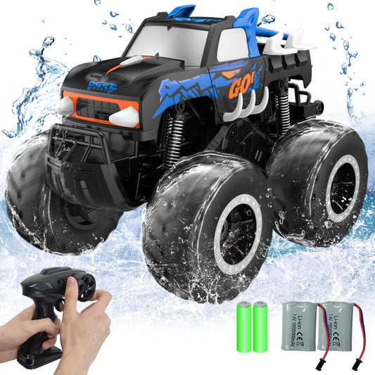 STEMTRON amphibious RC car conquering land and water for all-terrain fun