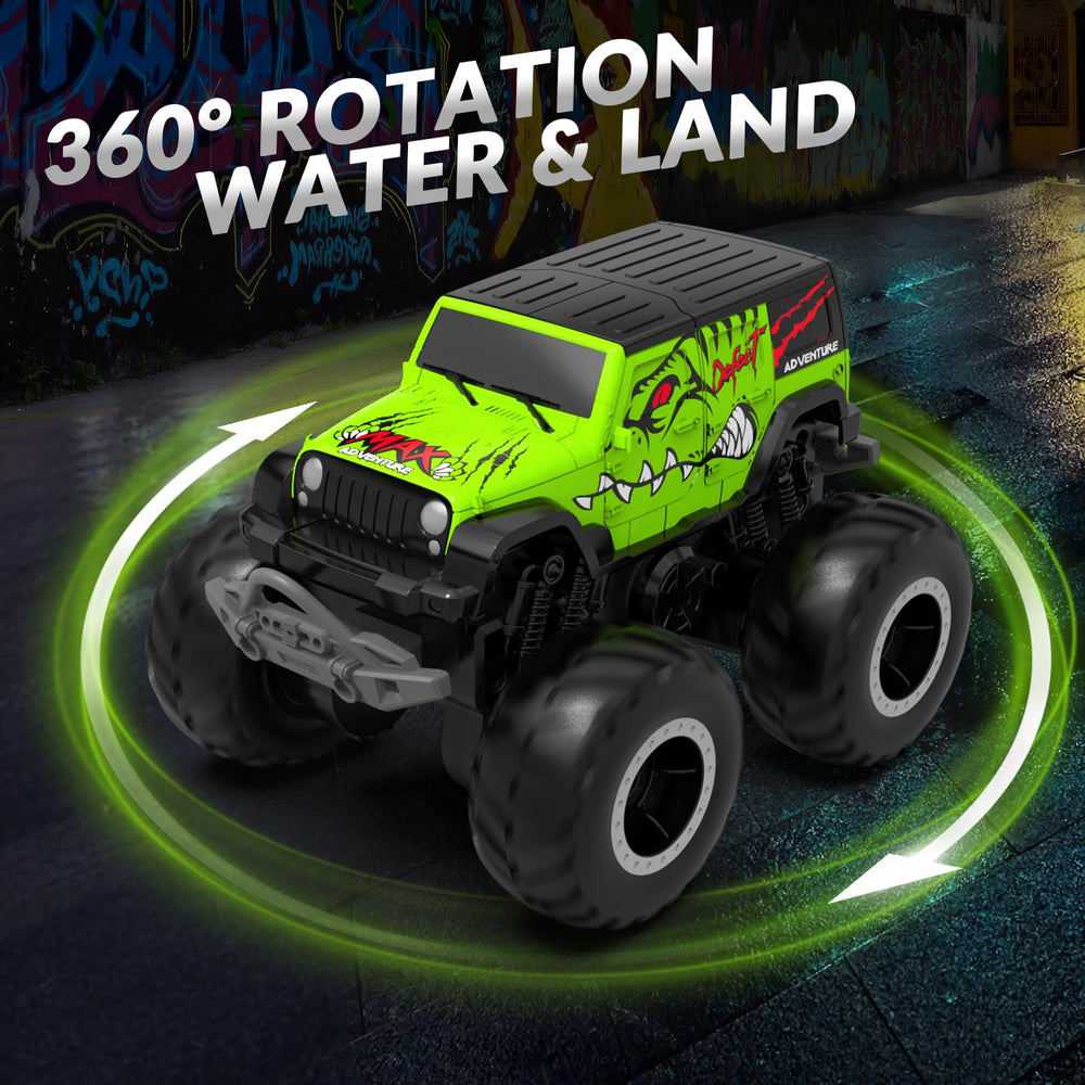 STEMTRON Amphibious RC Car dual motors powering fast stunts and precise steering.