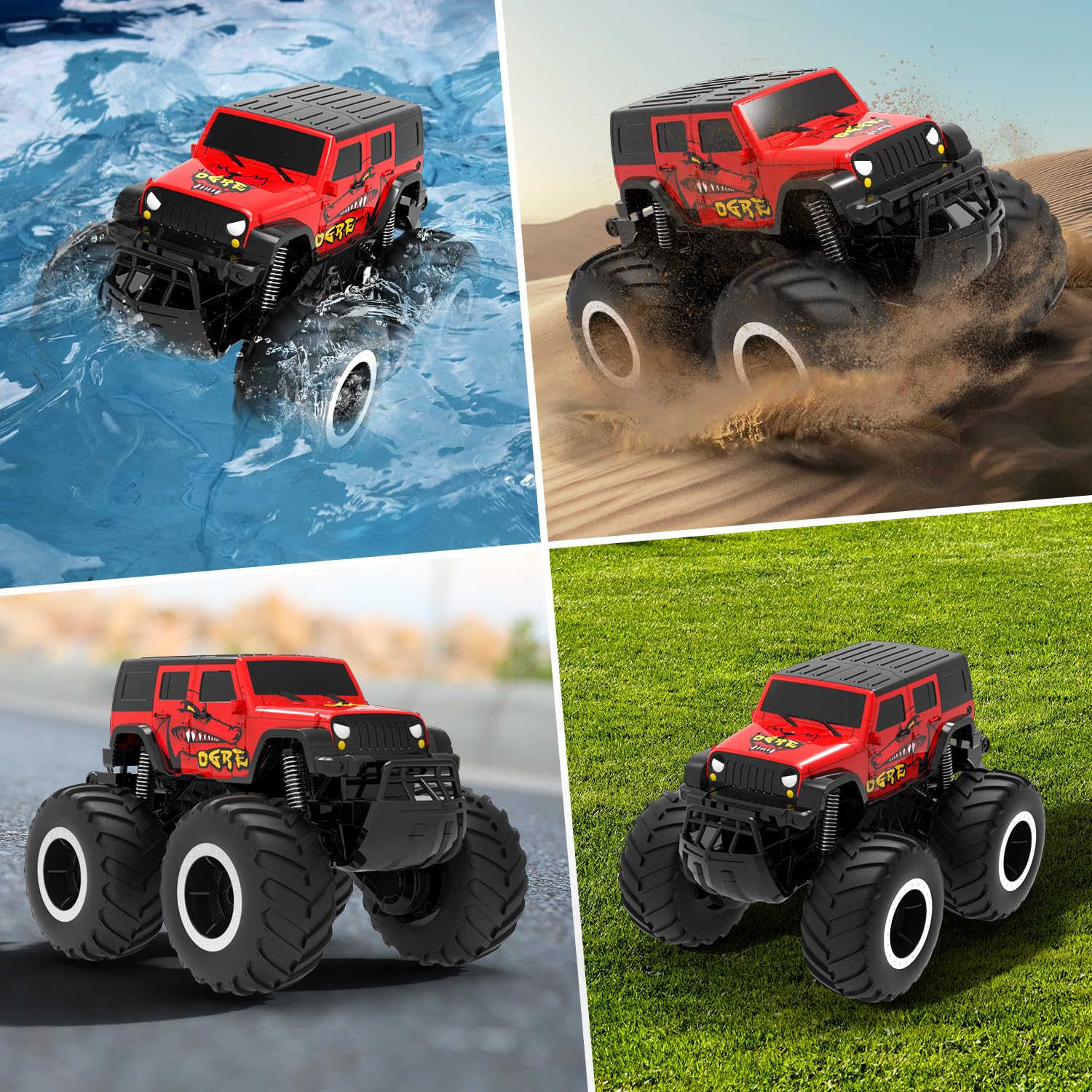 STEMTRON Amphibious RC Car side action shows quick steering and agile turns