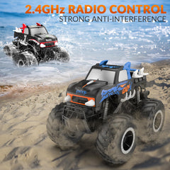 STEMTRON amphibious RC car driving on water with dual control features