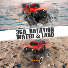 STEMTRON Amphibious RC Car water driving image highlights double-sided surfing