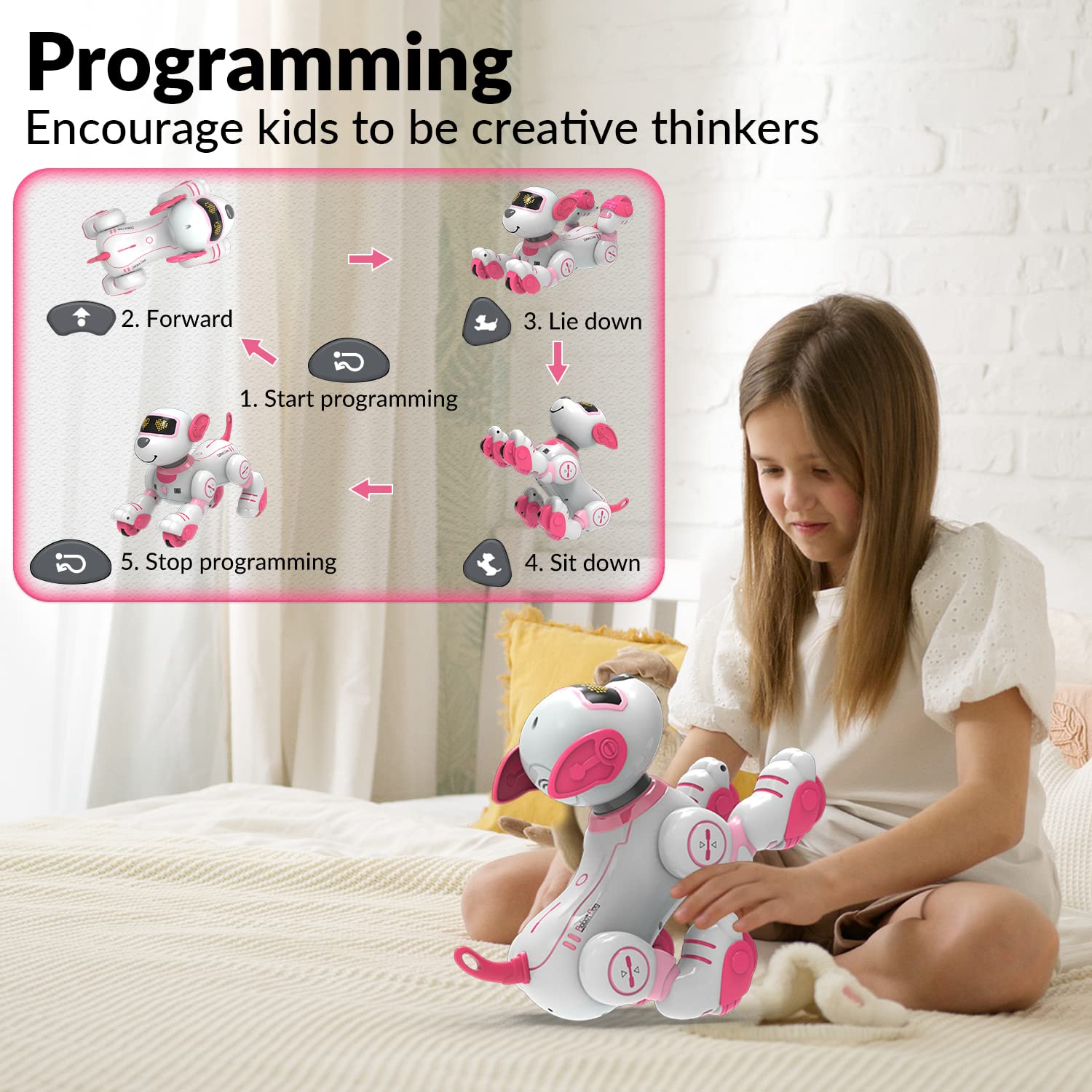 STEMTRON programmable actions demonstrate moving in multiple directions.