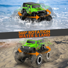 STEMTRON Amphibious RC Car with 2.4GHz enables multiple cars to race.