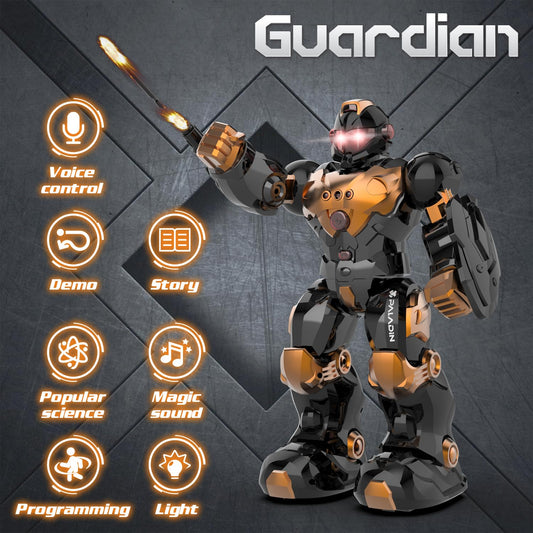 STEMTRON robot toy showcases voice control for command-based play and learning.