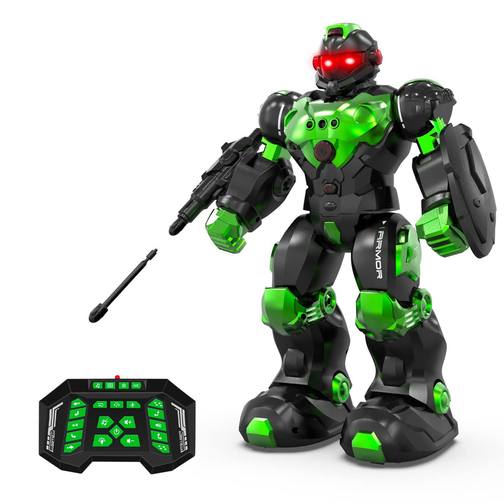STEMTRON robot toy green with gesture sensing for interactive play