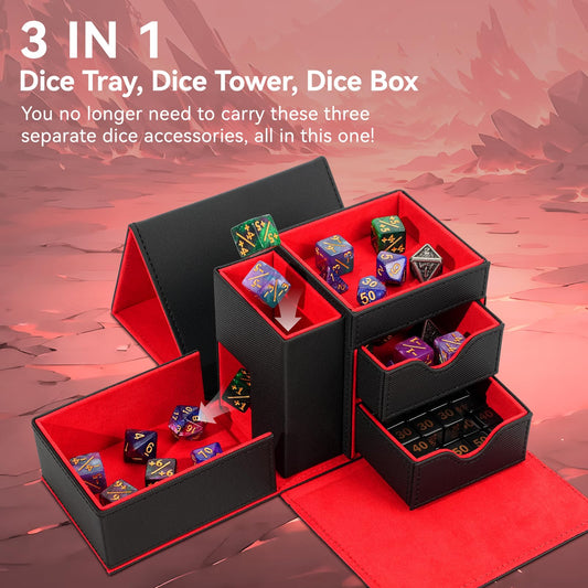 Stepane dice box tower design promotes fair throws during sessions