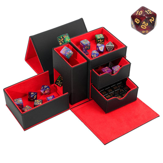 Stepane dice box rolling tray with premium PU leather and velvet interior