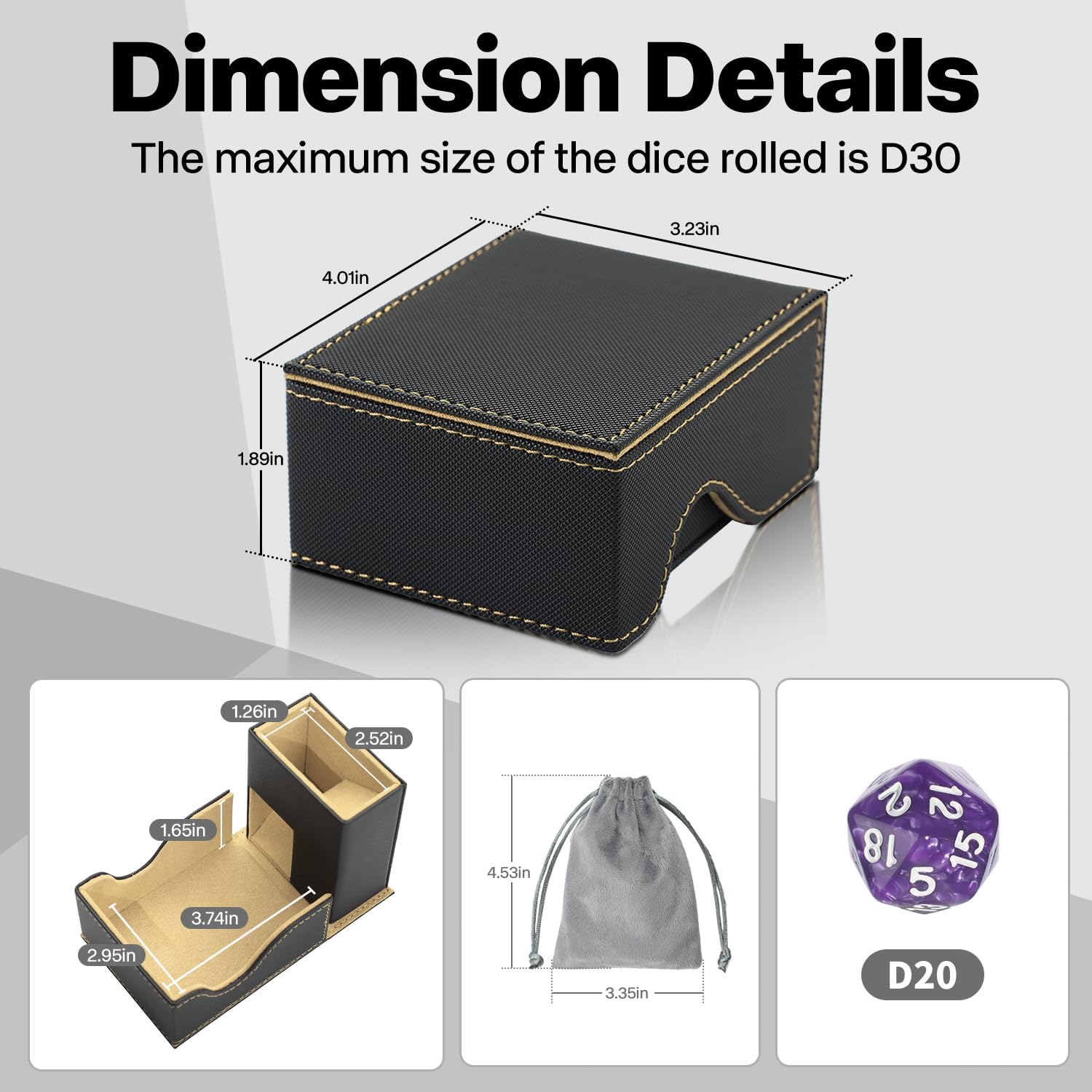 Stepane included free dice and velvet bag for organization.