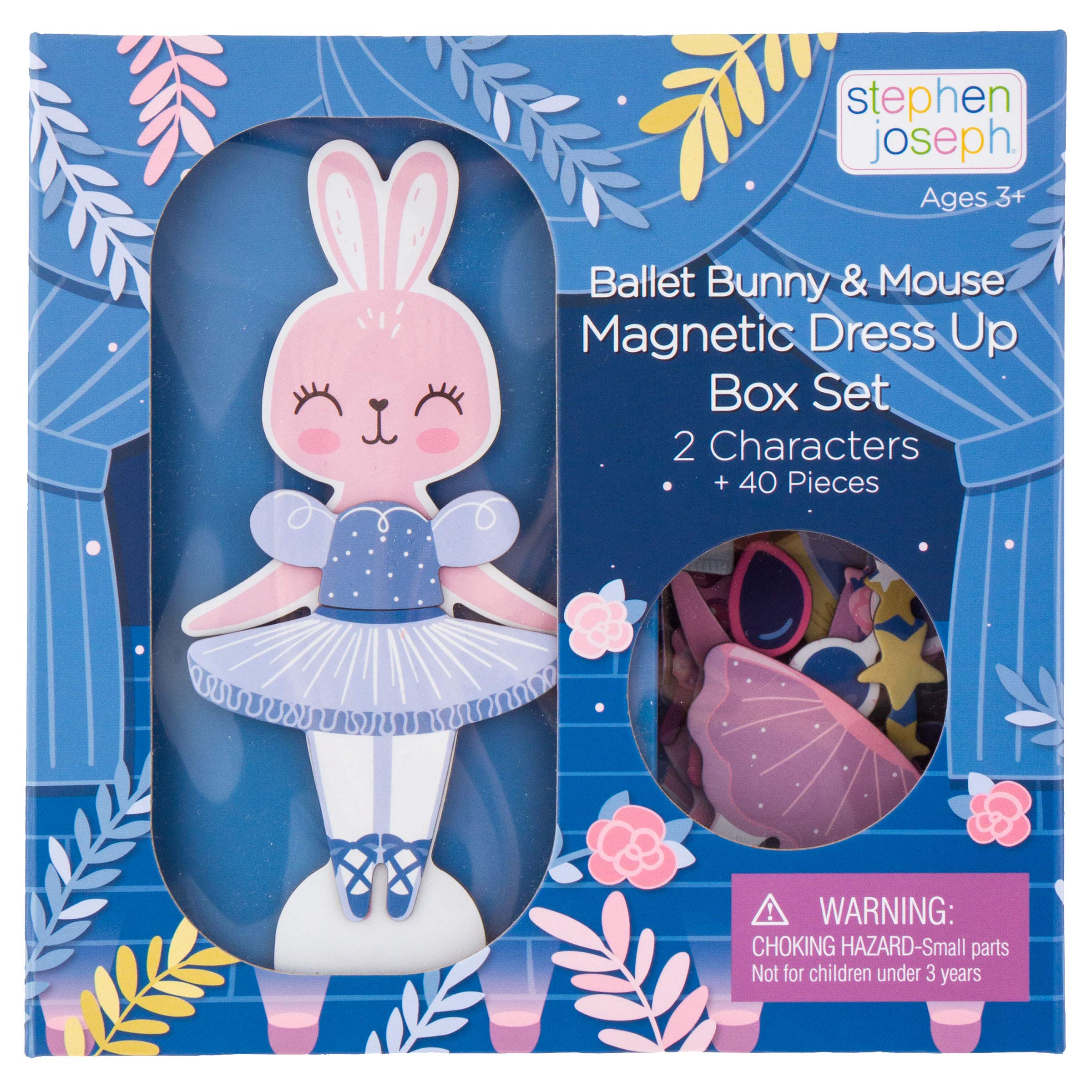 Stephen Joseph Bunny dress up doll on a wooden stand for imaginative play.