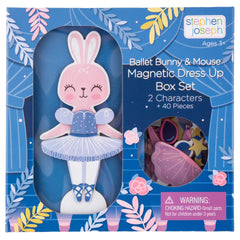 Stephen Joseph Bunny dress up doll on a wooden stand for imaginative play.
