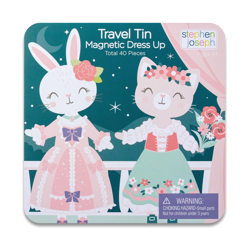 Stephen Joseph travel tin magnetic dress up Bunny and Cat small, portable play on the go
