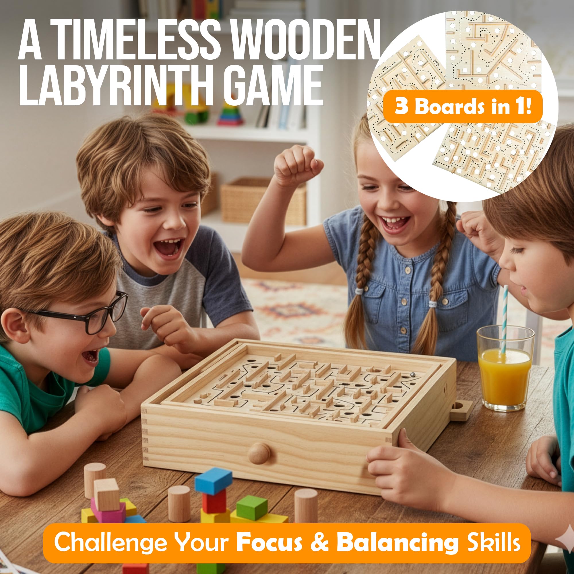 Sterling Labyrinth with three swappable boards offers varied challenges for different skill levels