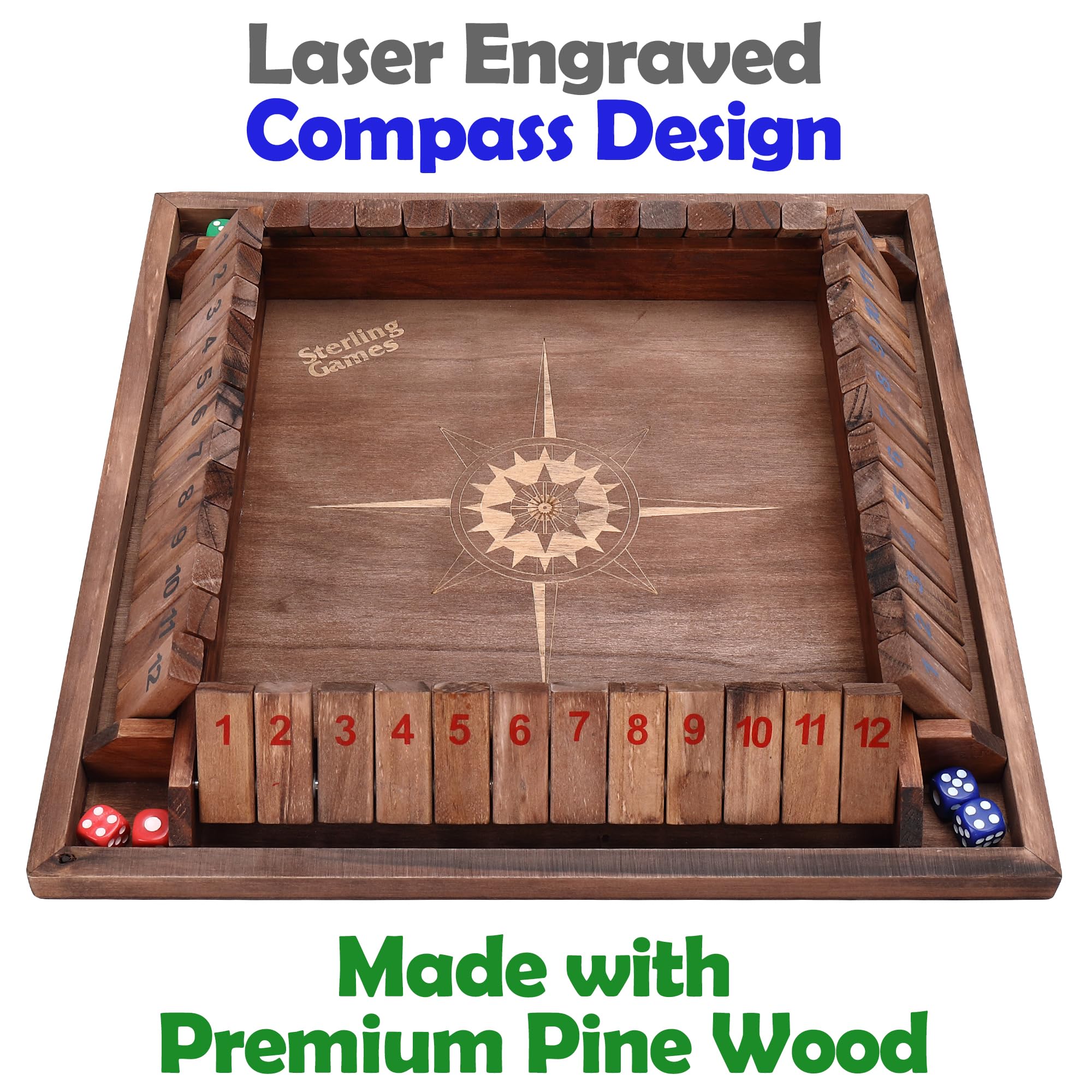 STERLING Color-coded dice accompany the tiles for intuitive, fast play.