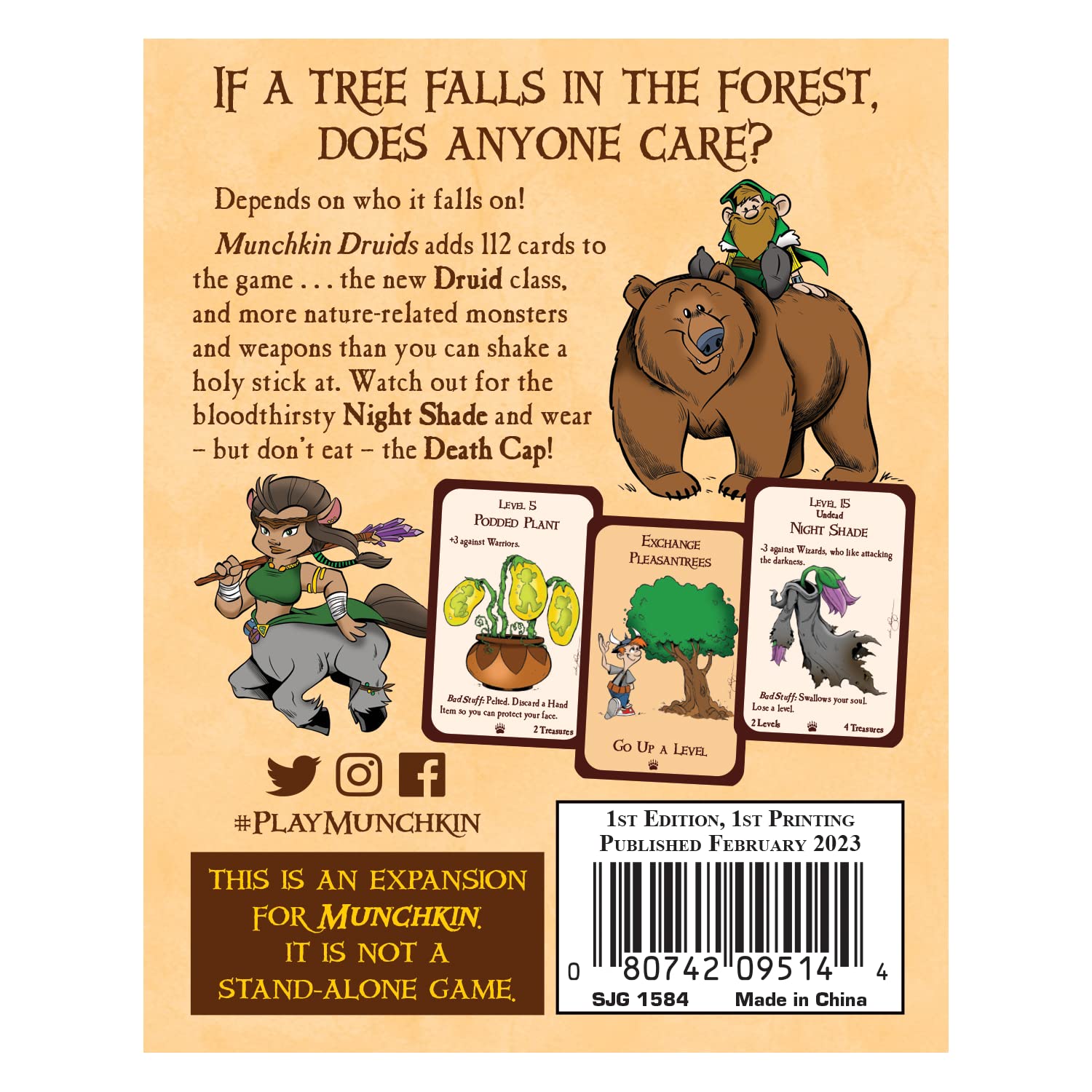 Steve Jackson Games Munchkin Druids druid card showcasing new class and abilities