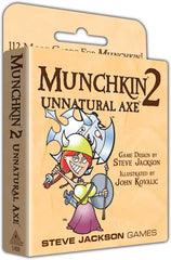 Steve Jackson Games Munchkin 2: Unnatural Axe box cover boosting game-night energy with humor