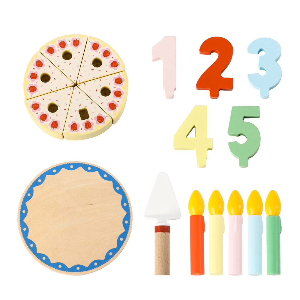 Steventoys wooden cake platter provides sturdy serving base for play