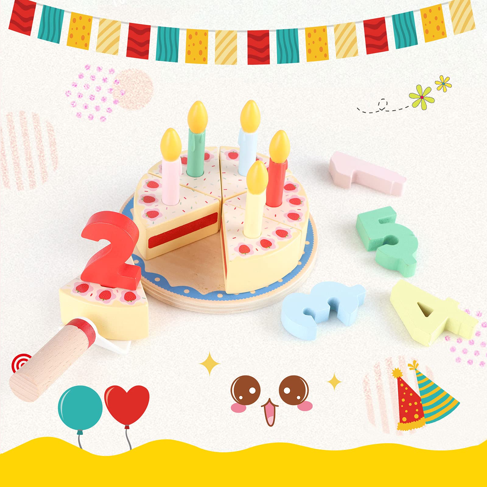 Steventoys wooden number tiles 1-5 support early counting and sequencing