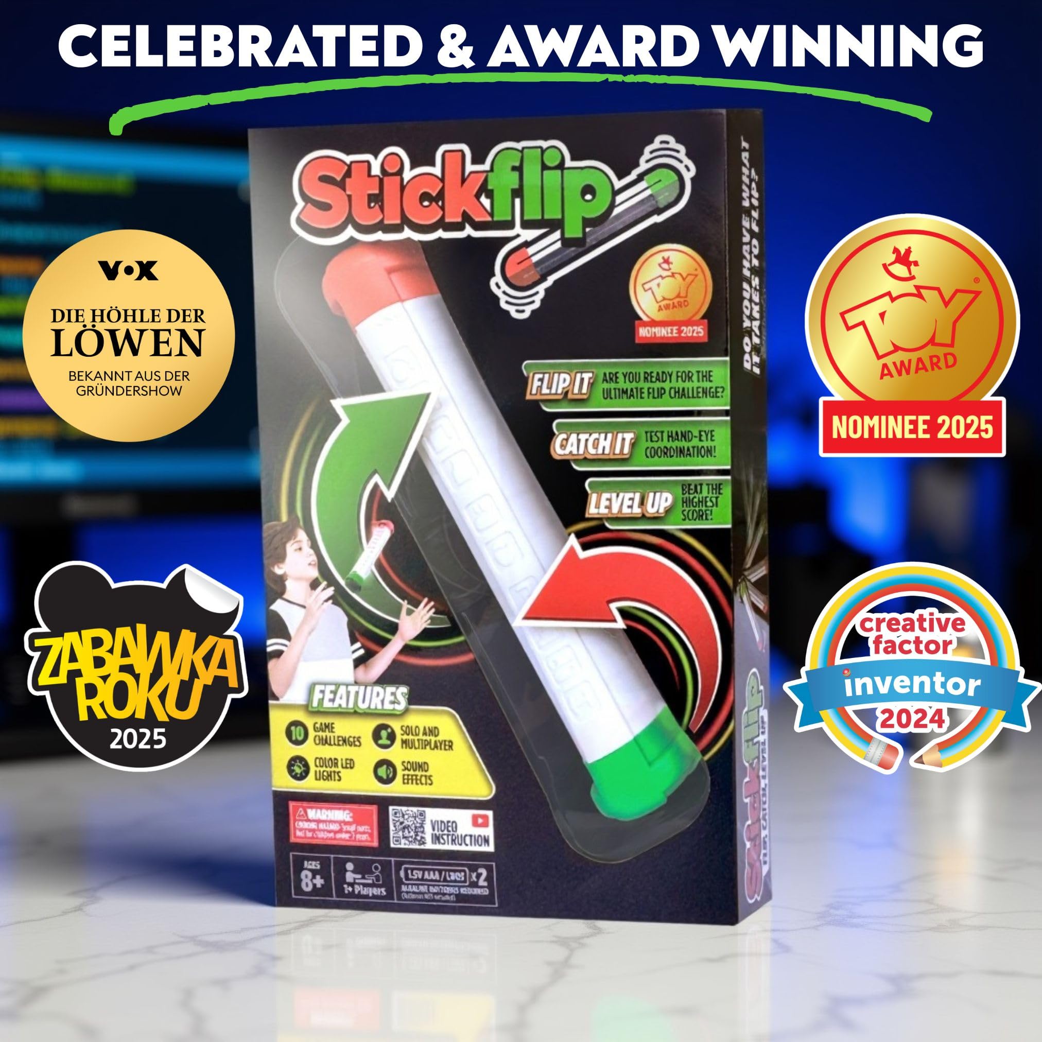 Stickflip ten-games-challenge shows varied gameplay modes for solo or group fun