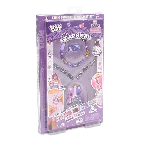 Sticki Rolls Aphmau bracelet set worn with colorful stickers.