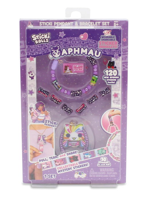 Sticki Rolls Aphmau holographic pendant with sticker dispenser for on-the-go decorating.