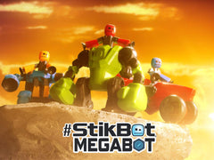 StikBot Zing Megabots unboxing with three pieces ready for play.