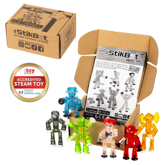 StikBot Zing Monsters Goblin pose figure ideal for spooky scenes and imaginative storytelling