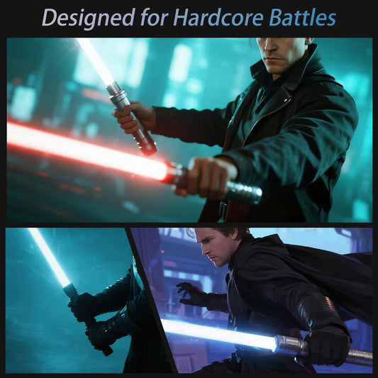StimuVariety light saber hilt closeup, ergonomic grip for secure control during battles