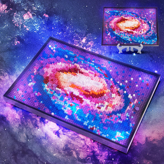 STMIGAIBLOCKS Milky Way Galaxy wall art, 2200-piece challenge for space enthusiasts.
