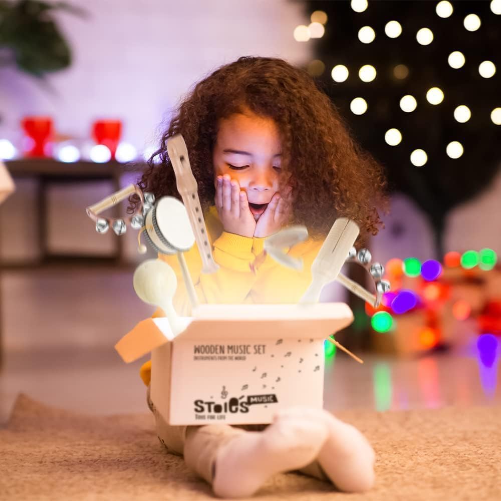 Stoie's chime bar with stick creates clear tones for melodic exploration.