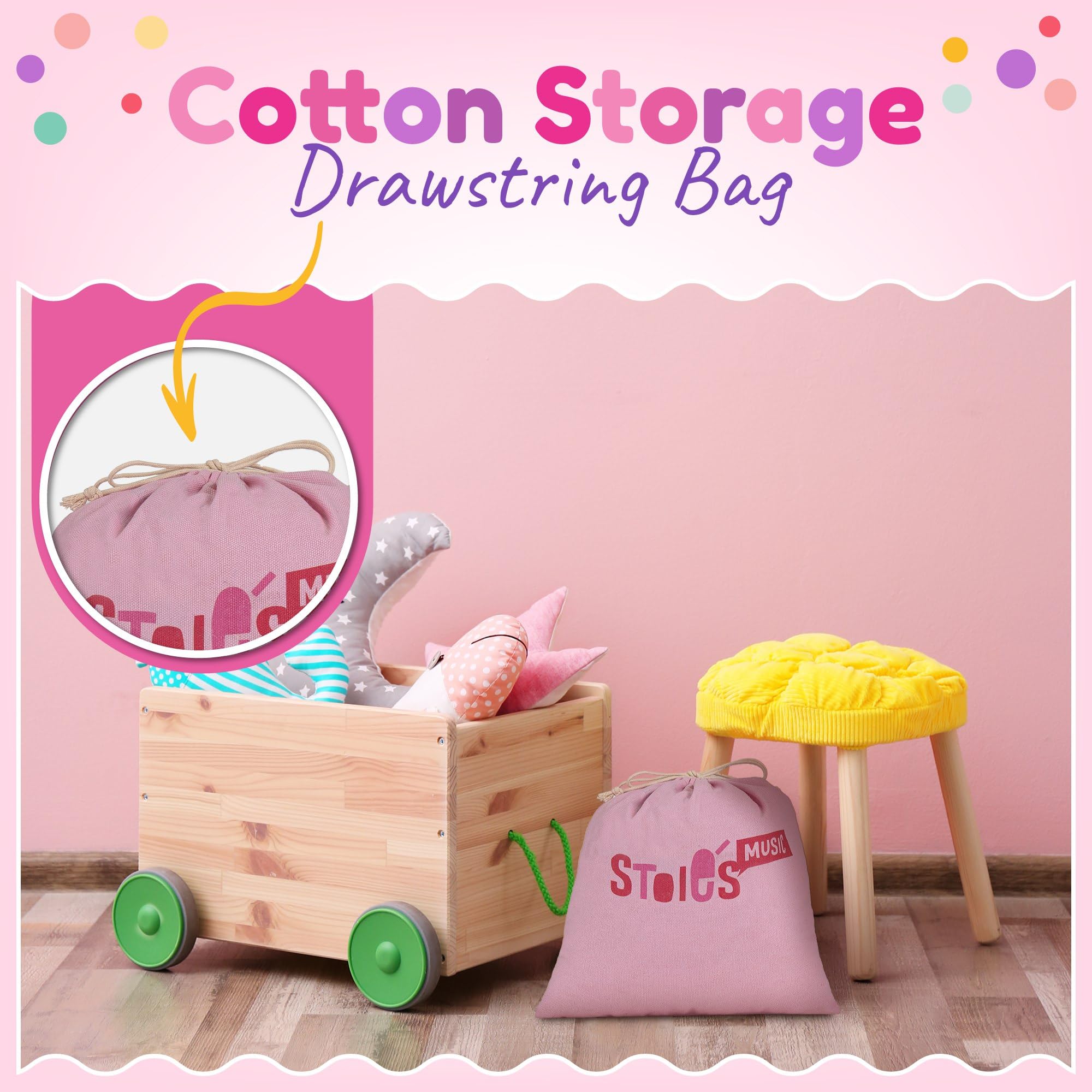 Stoie's storage bag keeps everything organized for on-the-go play sessions.