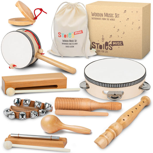 Stoie's wooden tambourine: a kid-friendly rhythm starter for joyful play.