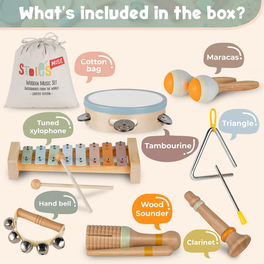Stoie's wooden tambourine for kids invites joyful shaking and beat development
