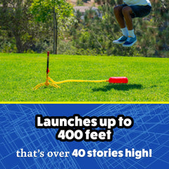 Stomp Rocket adjustable launch stand demonstrating height options