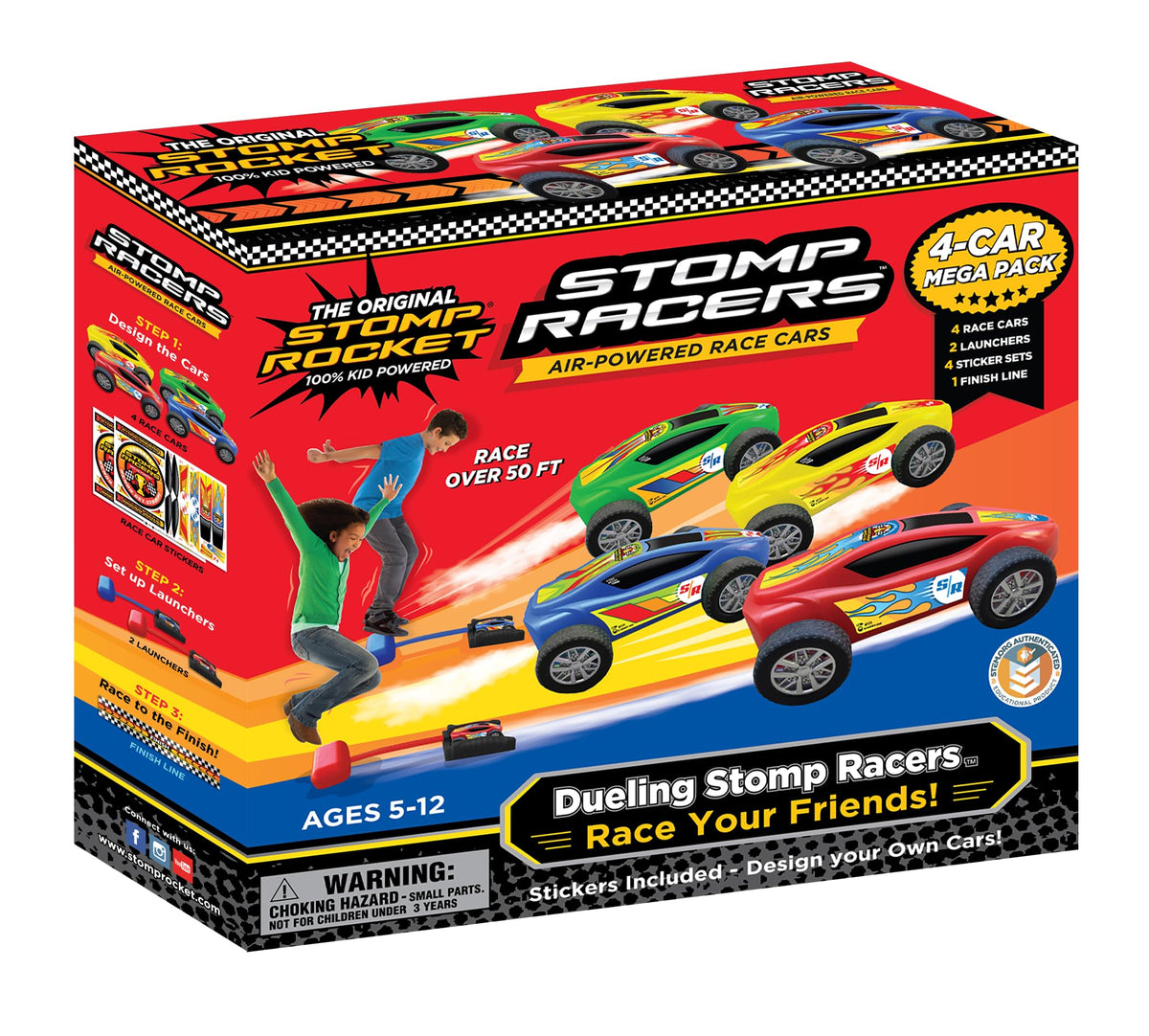 Stomp Rocket dueling stomp racers mega pack front view for outdoor play.