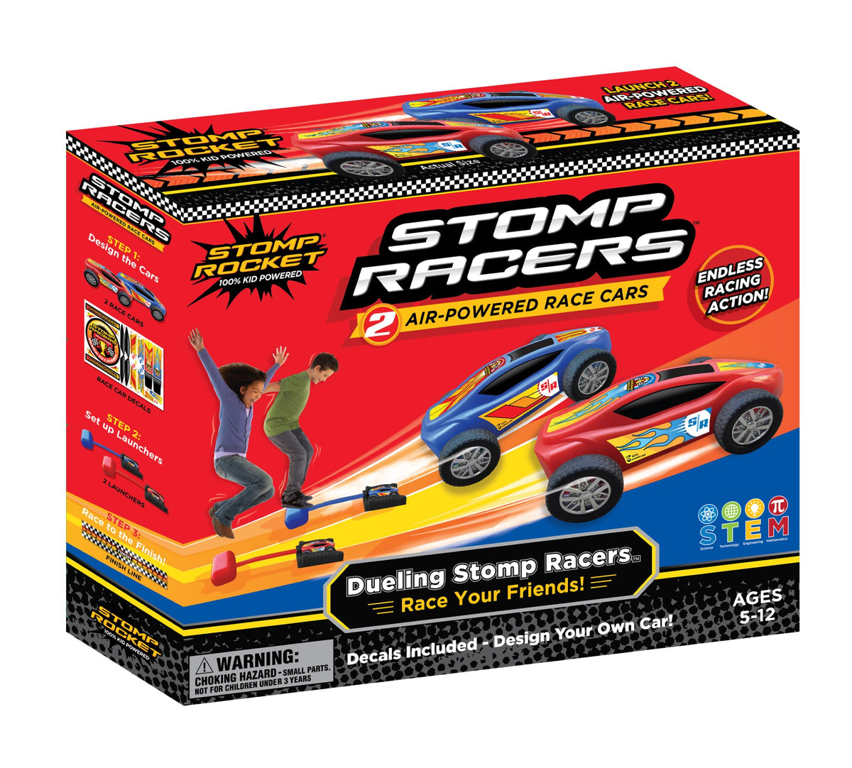 Stomp Rocket dueling stomp racers pack with two cars ready for outdoor speed