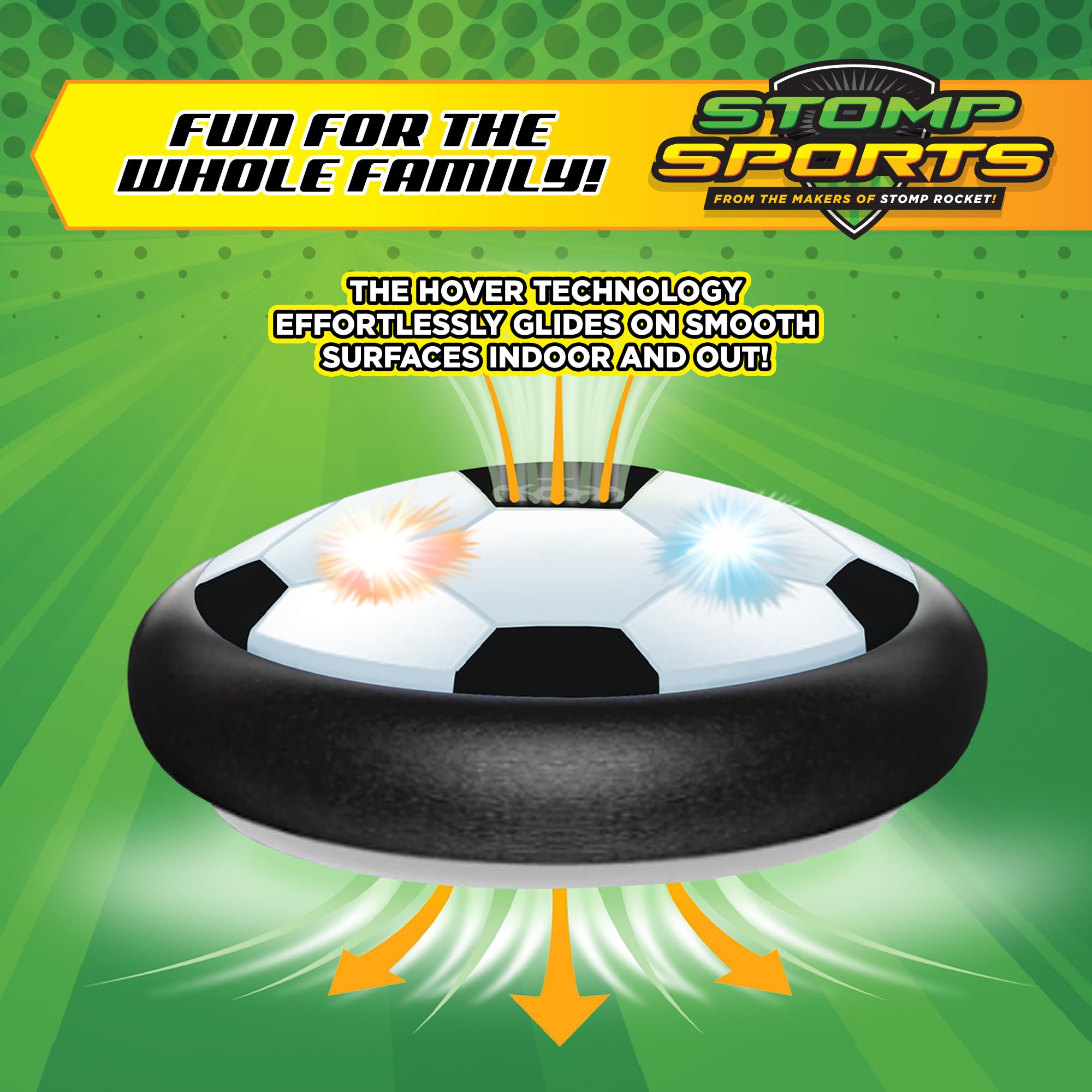 Stomp Rocket Hover Soccer LED glow in low light
