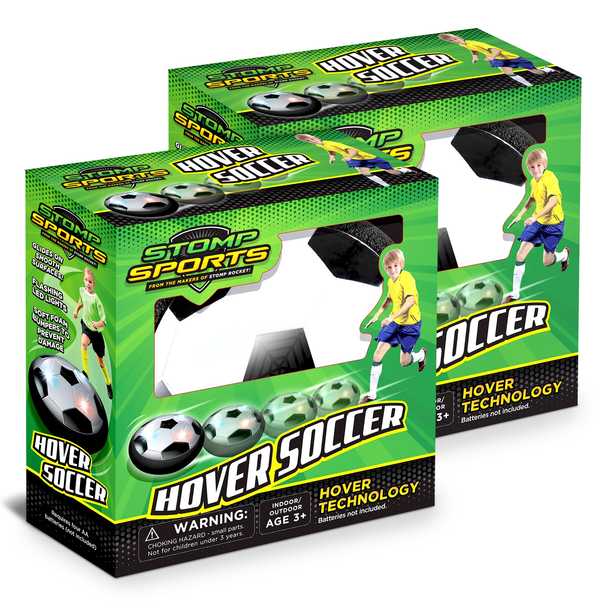 Stomp Rocket Hover Soccer with LED lights for indoor play