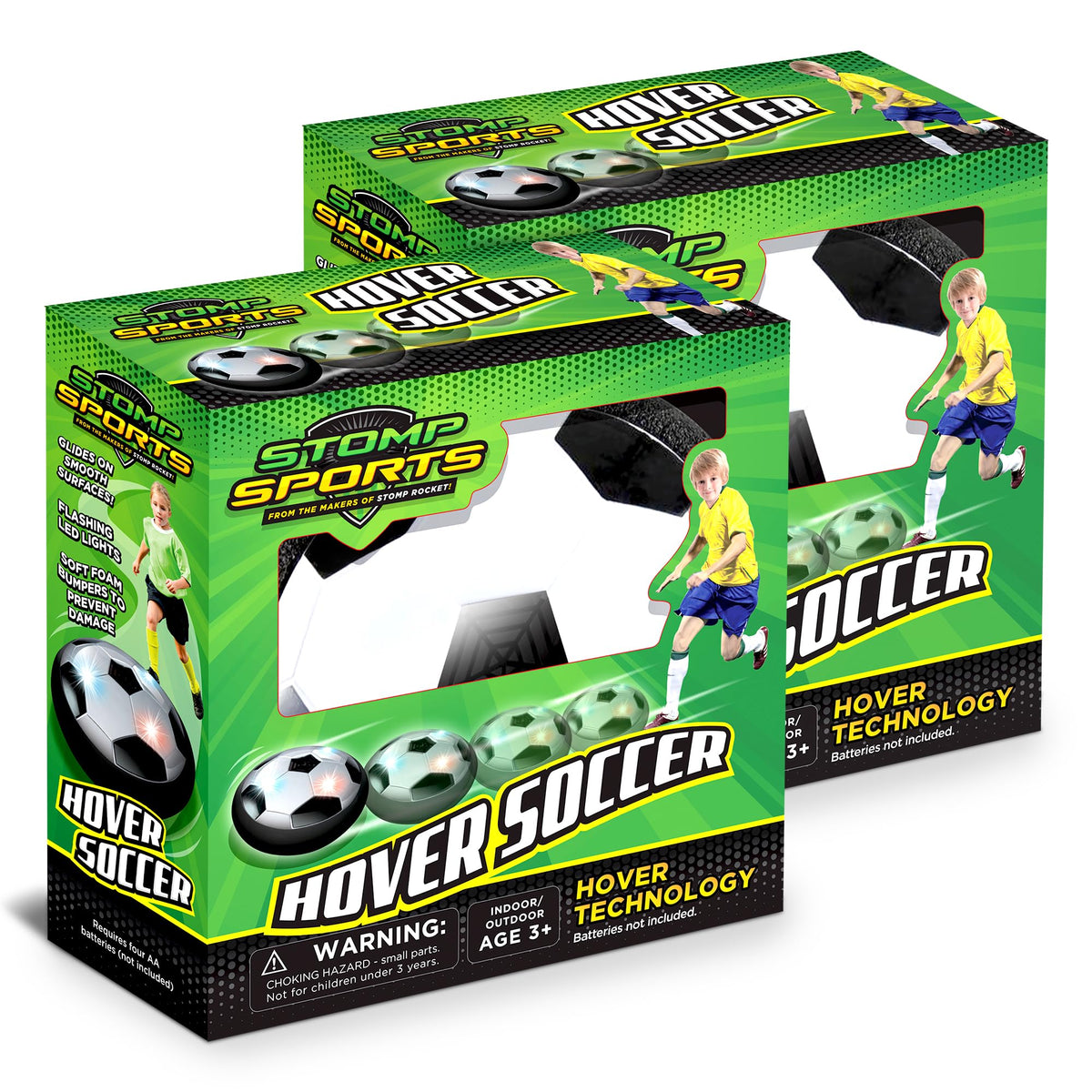 Stomp Rocket Hover Soccer with LED lights for indoor play