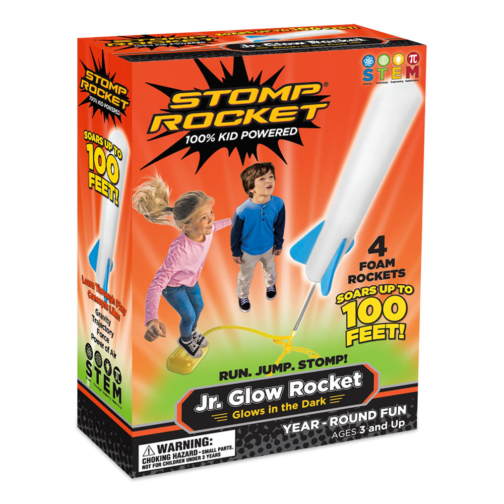 Stomp Rocket Jr Glow launch stand ready for energetic outdoor play