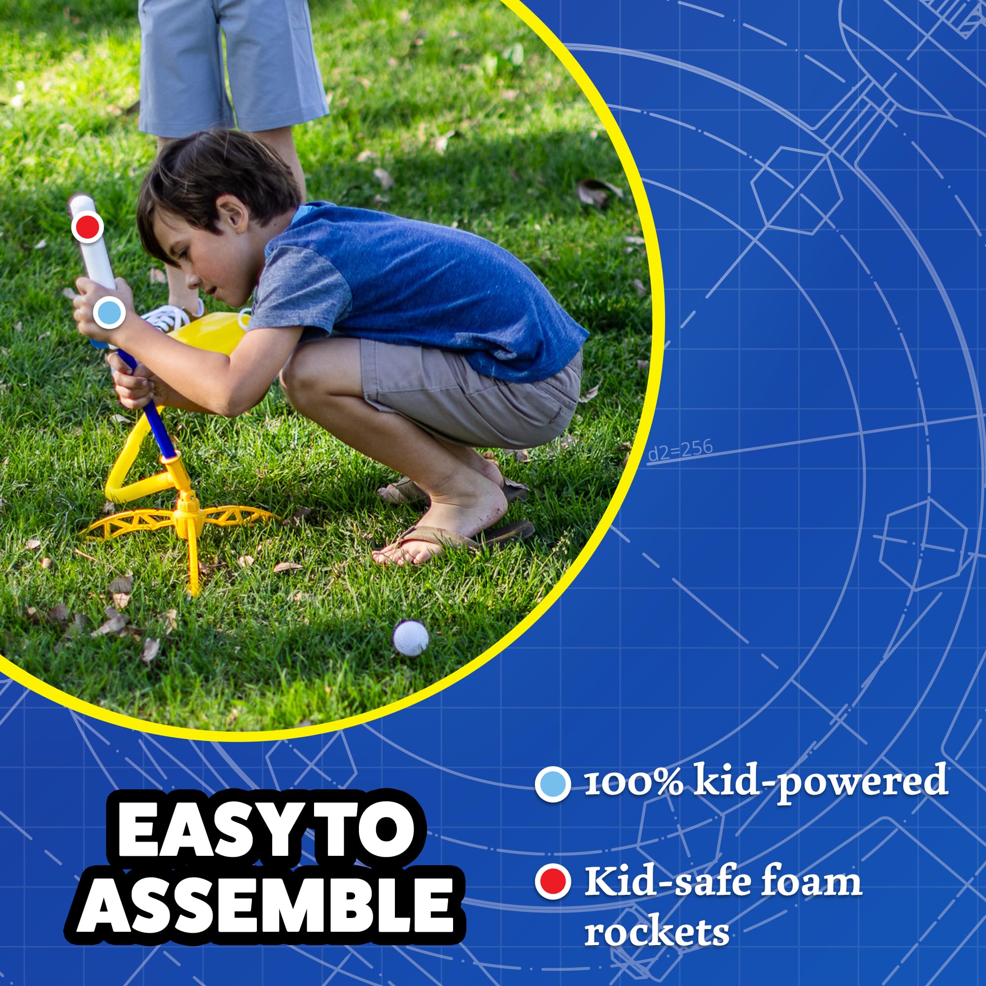 Stomp Rocket Jr. Glow uses no batteries, keeping play simple and safe.