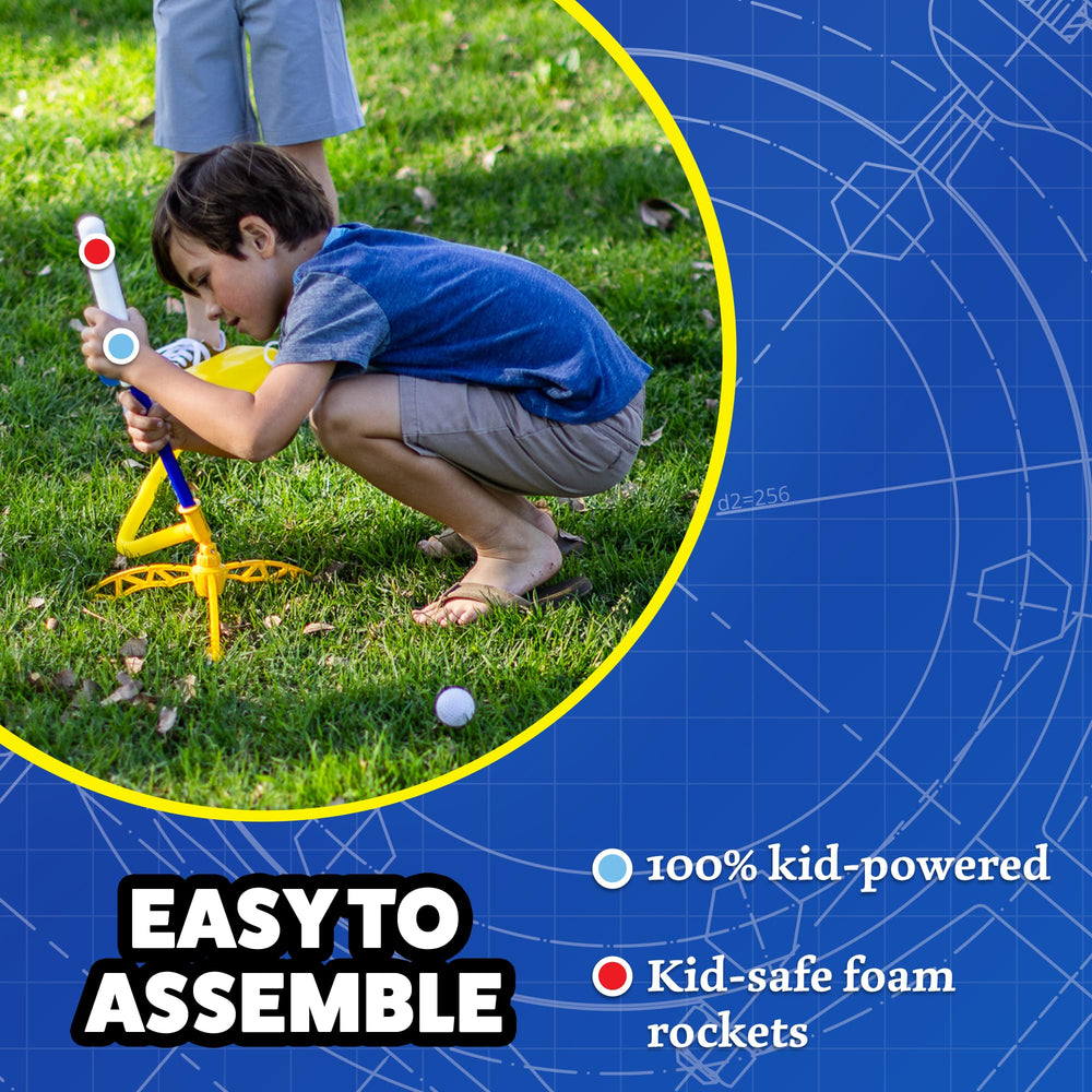 Stomp Rocket Jr. Glow uses no batteries, keeping play simple and safe.