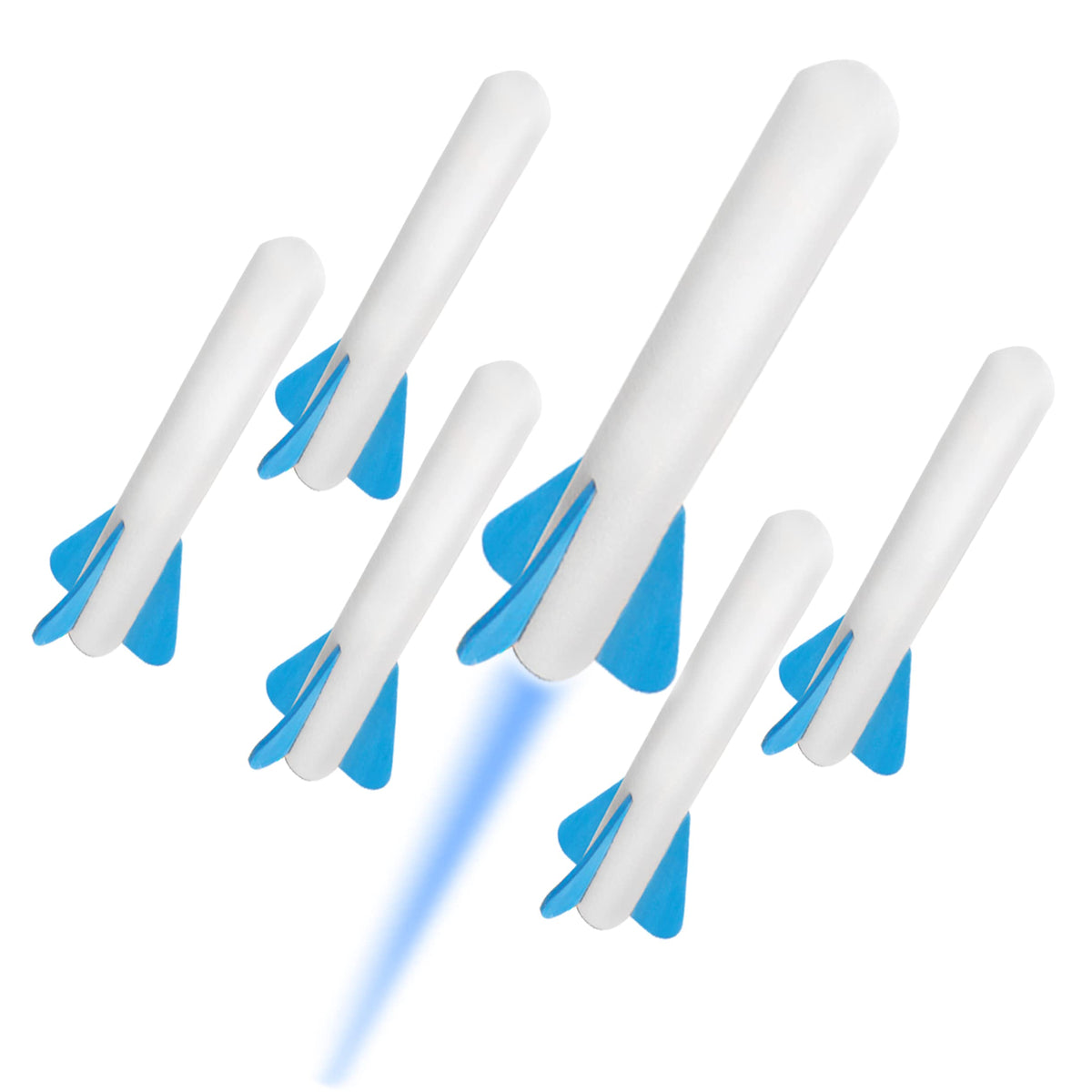 Stomp Rocket Jr. Glow refills provide six neon foam rockets for extended backyard launches.