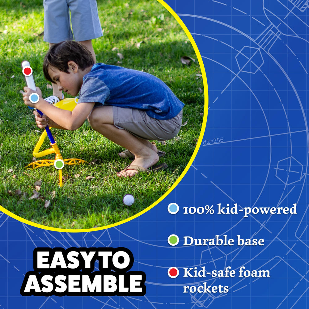 Stomp Rocket Jr Glow rocket in flight after a powerful stomp