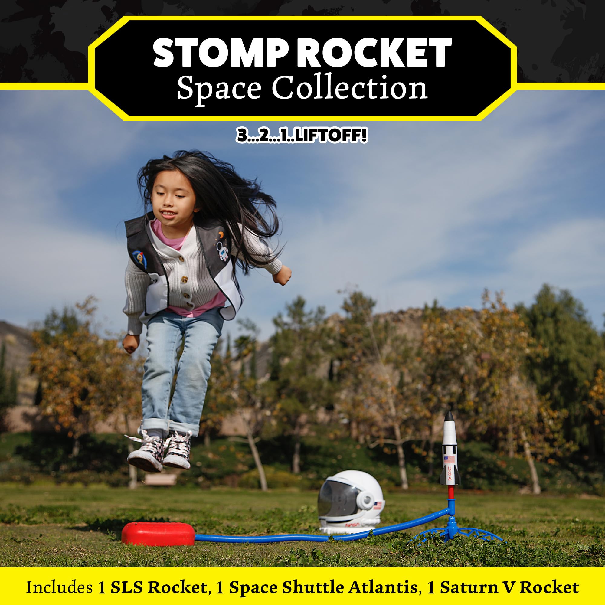 Stomp Rocket Saturn V rocket launch captured mid-air excitement