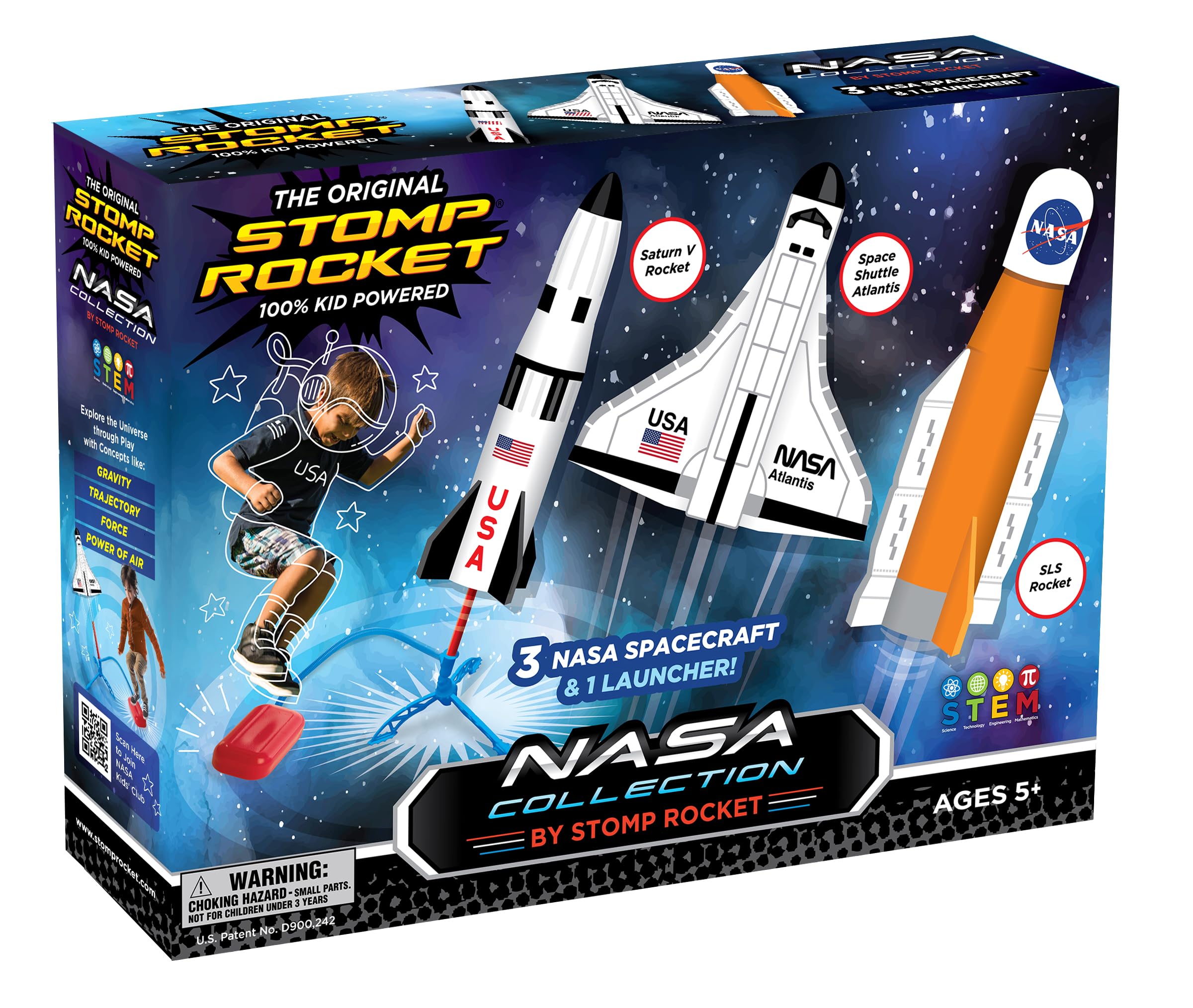 Stomp Rocket Space Collection launcher ready for backyard STEM fun