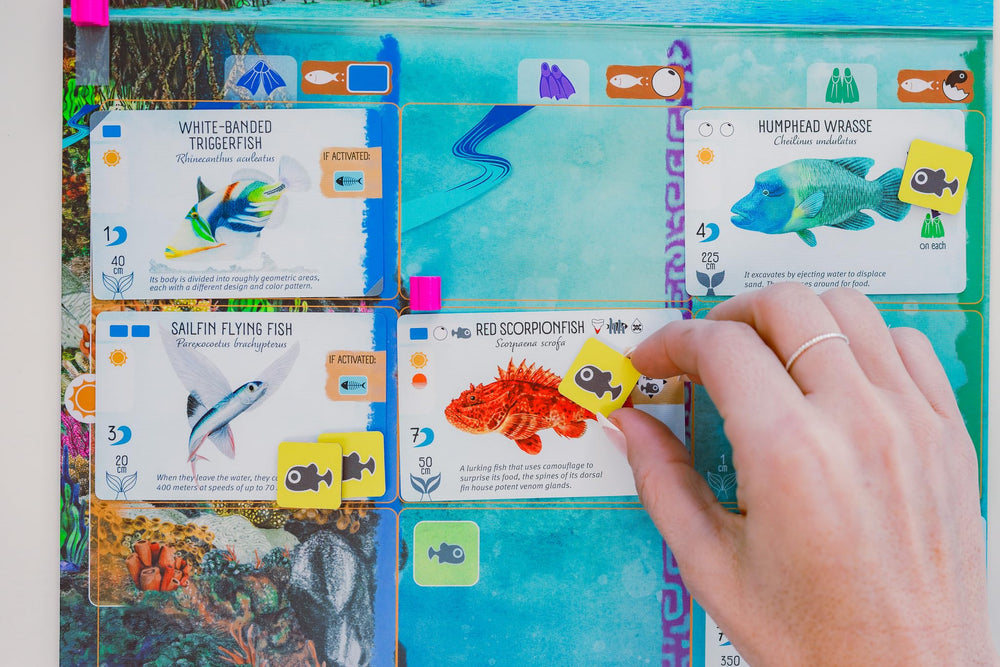 Stonemaier Finspan achievement tiles sparking varied goals