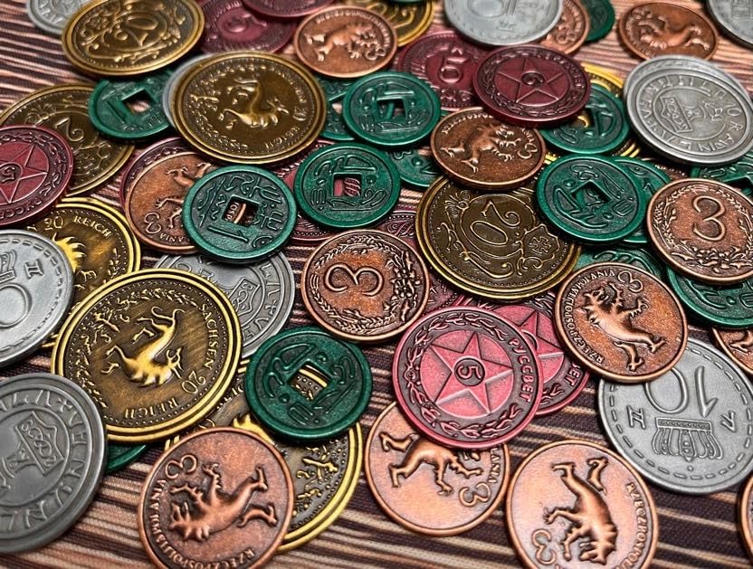 Heavy zinc alloy coins with satisfying clink and premium feel.