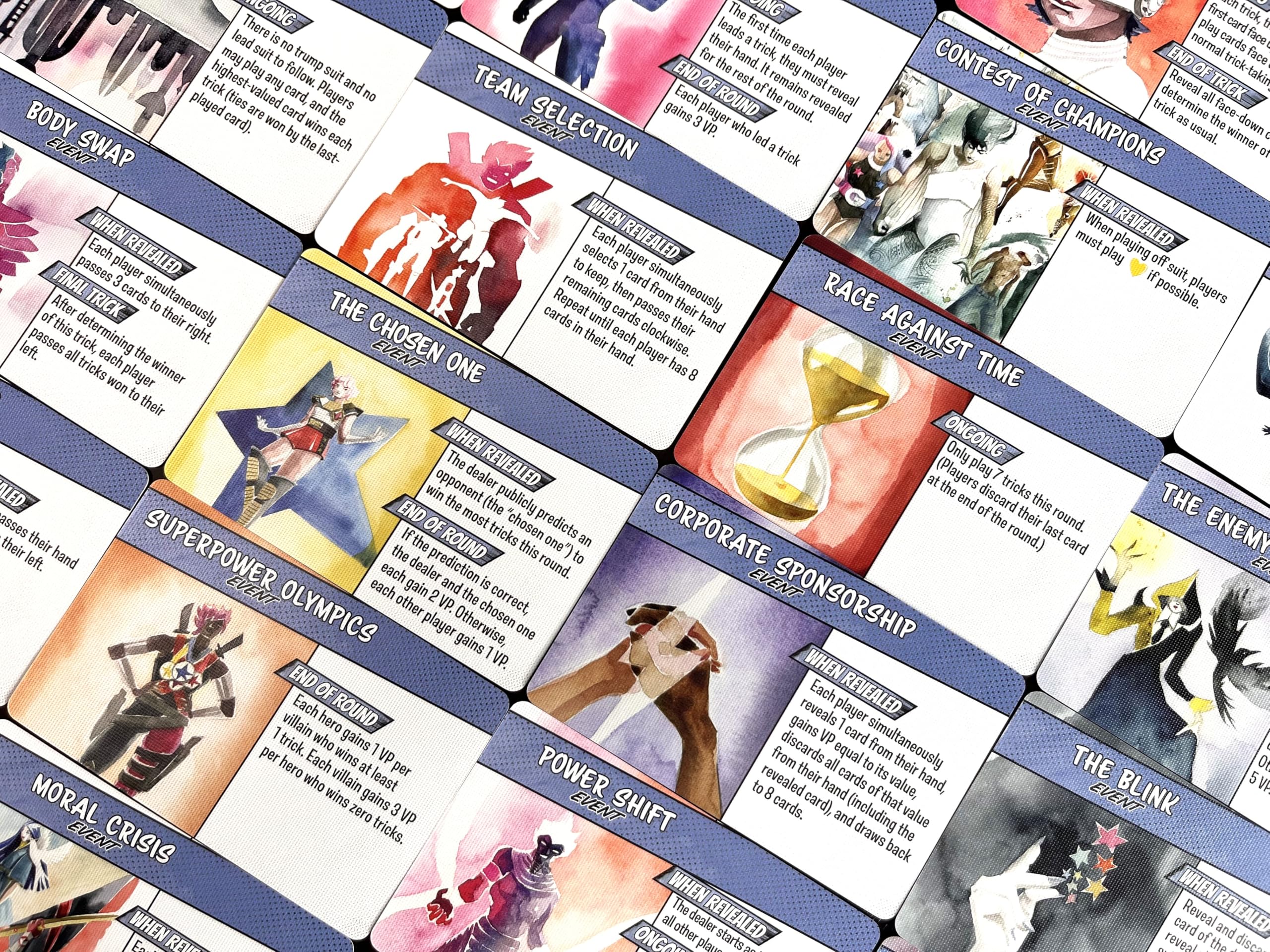 Event cards graphic captures evolving challenges and surprises.