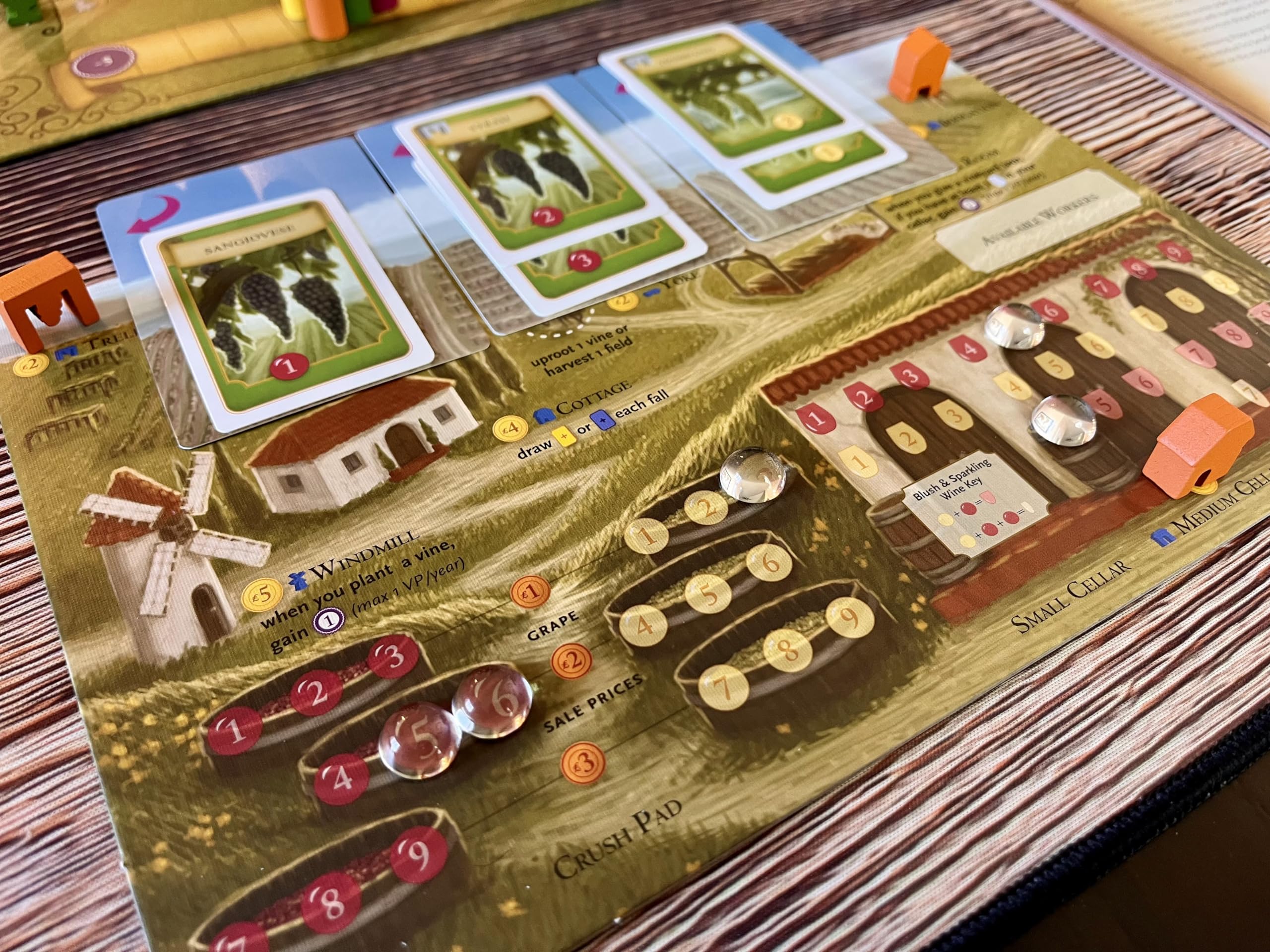 Stonemaier Viticulture Essential Edition buildings and structures, highlighting expansion.